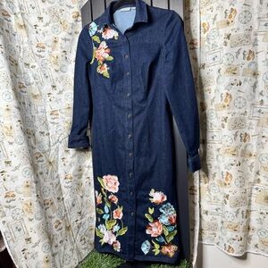 New‎ York & Company Dark Blue Floral Embroidered Dress